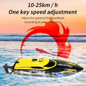 Łódź zdalnie sterowana iUni HJ812, RC Racing Speed Boat Drift, prędkość 25 km/h, 2.4GHz, żółty - Img 3
