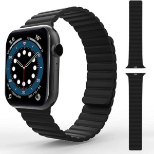 Pasek iUni iUni kompatybilny z Apple Watch Ultra/SE/8/7/6/6/5/5/4/4/3/2/1, 40 mm, silikonowy, magnetyczny, czarny - Img 6