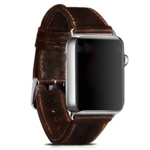 Pasek iUni kompatybilny z Apple Watch Ultra/SE/8/7/6/5/4/3/2/1, 40 mm, Vintage, skórzany, ciemna kawa - Img 2