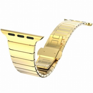 Pasek iUni kompatybilny z Apple Watch Ultra/SE/8/7/6/5/5/4/3/2/1, 38 mm, bransoleta z ogniwami, stal nierdzewna, złoty - Img 4