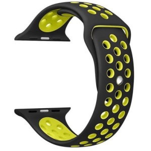 Pasek iUni kompatybilny z Apple Watch Ultra/SE/8/7/6/5/5/4/3/2/1, 40 mm, Silicon Sport, czarny/żółty - Img 2