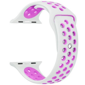 Pasek iUni kompatybilny z Apple Watch Ultra/SE/8/7/6/5/5/4/3/2/1, 40 mm, Silicon Sport, Biały/Mov - Img 2