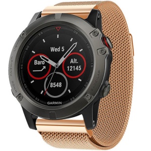 Pasek iUni kompatybilny z Garmin Fenix 7X / 6X / 5X Plus / 5X / 3 HR / 3, 26 mm, szlufka mediolańska, różowe złoto - Img 3