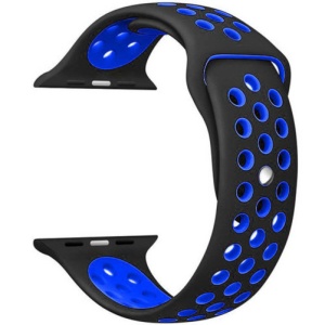 Pasek iUni Watch kompatybilny z Apple Watch Ultra/SE/8/7/6/5/5/4/4/3/2/1, 42 mm, Silicon Sport, czarny/niebieski - Img 2