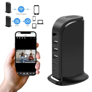 Ukryta kamera w stacji ładowania iUni IP91, 32GB, Wi-Fi, Full HD, Czujnik ruchu, 20W, 2 porty Type-C, 3 porty USB-A - Img 8