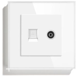 Gniazdo TV + Internet RJ45, Cat6, Cat6, ramka szklana, iUni TDS - Img 3