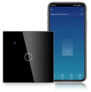 Inteligentny przełącznik dotykowy, WiFi, WiFi, Bezpieczne szkło, iUni 1G, 10A, Sterowanie głosowe, Smart Life / Tuya, LED, Czarny - Img 2