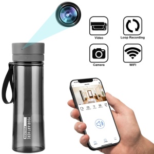 Kamera szpiegowska iUni IP48 zakamuflowana w butelce z wodą, Wi-Fi, 32GB, Full HD, podgląd na żywo w telefonie - Img 2