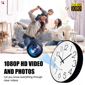 Kamera Szpiegowska ukryta w Ściennym Zegar iUni W31, Wi-Fi, 16GB, Full HD, Czujnik ruchu, Biało-Czarna - Img 3