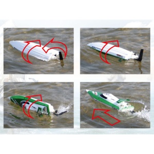 Łódka z pilotem i 2 bateriami iUni FT009i Top Speed Racing Flipped Flipped Boat, zielony - Img 4