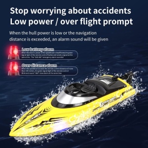 Łódź zdalnie sterowana iUni HJ811, RC Racing Speed Boat Drift, prędkość 25 km/h, 2.4GHz, żółty - Img 10