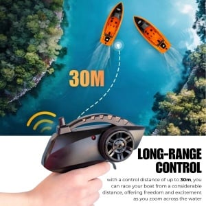 Łódź zdalnie sterowana iUni RC Racing Boat 3323 Wodoodporna, Częstotliwość 2.4G, Pomarańczowy - Img 3