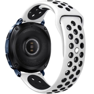 Pasek do zegarka Smartwatch Samsung Galaxy Watch 4, Watch 4 Classic, Gear S2, iUni 20 mm Silicon Sport Biało-czarny - Img 2
