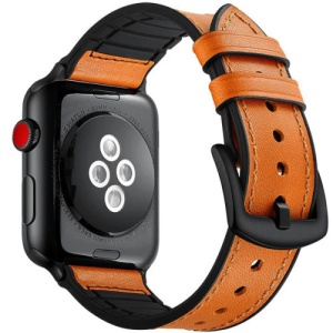 Pasek iUni kompatybilny z Apple Watch Ultra/SE/8/7/6/5/5/4/3/2/1, 38 mm, skórzany, brązowy - Img 1