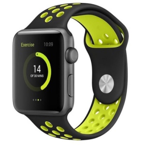 Pasek iUni kompatybilny z Apple Watch Ultra/SE/8/7/6/5/5/4/3/2/1, 40 mm, Silicon Sport, czarny/żółty - Img 3