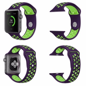 Pasek iUni kompatybilny z Apple Watch Ultra/SE/8/7/6/5/5/4/3/2/1, 40 mm, Silicon Sport, fioletowy/zielony - Img 4
