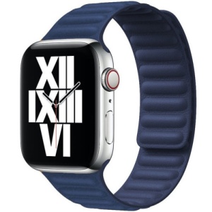 Pasek iUni kompatybilny z Apple Watch Ultra/SE/8/7/6/5/5/4/3/2/1, 40 mm, Leather Link, Midnight Blue - Img 1