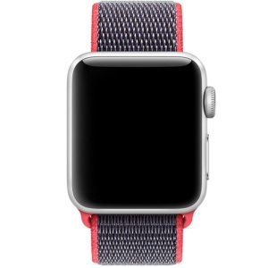 Pasek iUni kompatybilny z Apple Watch Ultra/SE/8/7/6/5/5/4/4/3/2/1, 38 mm, nylonowy sportowy, tkany pasek, fioletowy/elektryczny różowy - Img 3