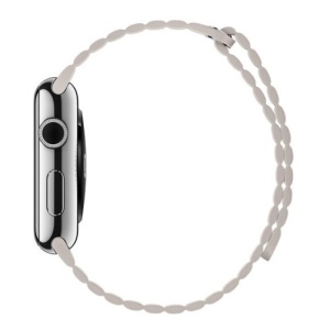 Pasek iUni kompatybilny z Apple Watch Ultra/SE/8/7/6/5/5/4/4/3/2/1, 42 mm, skórzana pętla, skórzany, biały - Img 5