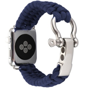 Pasek iUni kompatybilny z Apple Watch Ultra/SE/8/7/6/5/5/4/4/3/2/1, 42 mm, elastyczny paracord, wytrzymała nylonowa lina, granatowy