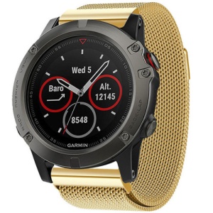 Pasek iUni kompatybilny z Garmin Fenix 7X / 6X / 5X Plus / 5X / 3 HR / 3, 26 mm, szlufka mediolańska, złoty - Img 2