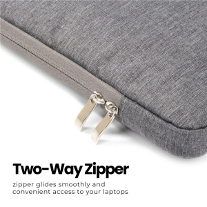 Torba na laptop 13"-14" iUni z wodoodpornego materiału tekstylnego, odporna na zarysowania i wstrząsy, z kieszenią zewnętrzną, szara - Img 7