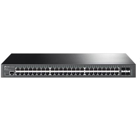 "JetStream™ 48-Port Gigabit L2+ Managed Switch with 4 10GE SFP+ Slots PORT: 48× Gigabit RJ45 Ports, 4× 10G SFP+ Slots, RJ45/Micro-USB Console Port SPEC: 1U 19-inch Rack-mountable Steel Case FEATURE: Integration with JetStream™ SDN Controller, Static