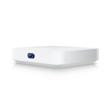 Router Ubiquiti UCG-MAX, 4 x LAN, 1 x WAN, 10/100/1000/2500 Mbps, 5 x RJ-45, procesor Quad-core ARM Cortex-A53 1.5 GHz, Memorie FLASH ROM 512 GB NVMe SSD