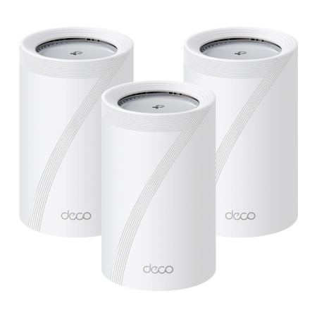 BE11000 Whole Home Mesh Wi-Fi 7 System(Tri-Band) SPEED: 688 Mbps at 2.4 GHz + 4324 Mbps at 5 GHz + 5765 Mbps at 6 GHz SPEC: Internal Antennas, 2 × 5 Gigabit Ports + 1 × 2.5 Gigabit Port (WAN/LAN auto-sensing), 1× USB Port, 240MHz for 5 GHz and 320MHz for