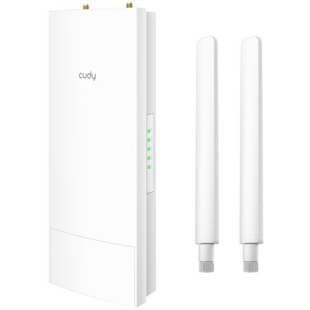 CUDY AC1200 WiFi Outdoor Repeater, Access Point, 867Mbps at 5GHz + 300Mbps at 2.4GHz, 1 x 100Mbps RJ45, 2 Detachable Antennas, 24V passive PoE, IP65 Waterproof, lightning protection, 24V passive PoE adapter included, Cudy APP