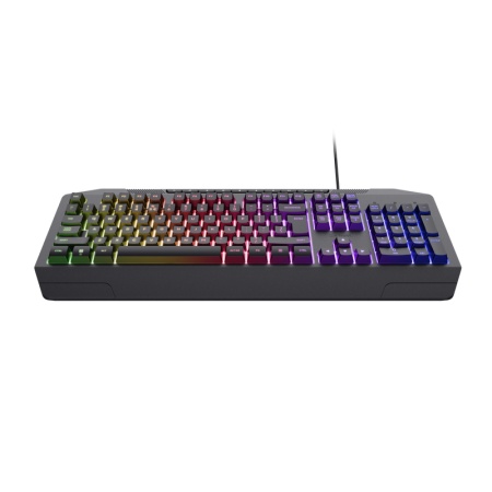 Tastatura Trust cu fir GXT836 Evocs, numar butoane 114, interfata USB 2.0, conector USB-A, iluminare RGB rainbow, negru