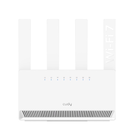 CUDY BE3600 Gigabit Dual Band Wi-Fi 7 Router, Chipset Broadcom, 802.11be/ax/ac/a/b/g/n, 2882Mbps at 5GHz + 688Mbps at 2.4GHz, 4 x 10/100/1000Mbps Ports, 4 x 5dBi fixed antennas, WiFi router/AP/ Repeater/WISP Mode, PPTP/L2TP/OpenVPN/WireGuard, MLO,
