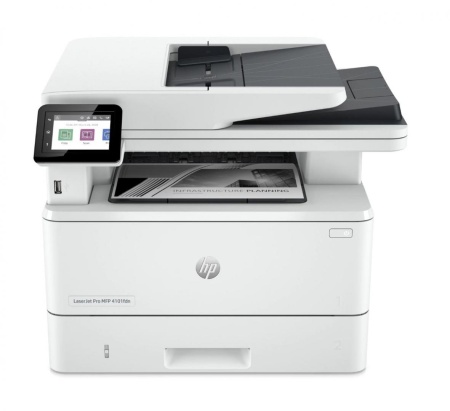 Multifunctional laser mono HP Laserjet 4102FDW , dimensiune A4 (Printare, Copiere, Scanare, Fax), Duplex, viteza 40ppm, rezolutie max 1200 x 1200dpi, procesor 1200Mhz, memorie 512MB RAM, alimentare hartie 350 coli, + 50 coli DADF, limbaj de printare HP