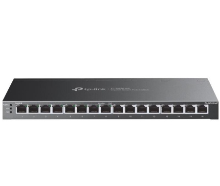"JetStream™ 16-Port Gigabit Smart Switch with 8-Port PoE+ PORT: 8× Gigabit PoE+ Ports SPEC: 802.3af/at, 120 W PoE Power, Desktop Steel Case FEATURE: Integration with JetStream™ SDN Controller, Static Routing, 802.1Q VLAN, STP/RSTP/MSTP, IGMP Snooping,