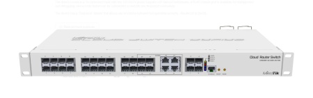 Mikrotik Cloud Router Switch, CRS328-4C-20S-4S+RM; Smart Switch, 20 xSFP cages, 4 x SFP+ cages, 4 x Combo ports (Gigabit Ethernet or SFP),800MHz CPU, 512MB RAM, 1U rackmount case, Dual Power Supplies, RouterOSL5 or SwitchOS (Dual Boot); Max power
