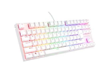 Tastatura gaming mecanica cu fir Genesis Thor 303 TKL, iluminare RGB, swtich Linear, switch model Outemu Pitch Silent, numar taste 87, 11 butoane multimedia, lungime cablu 1.8m, dimensiuni 355 x 136 x 36 mm ,alb