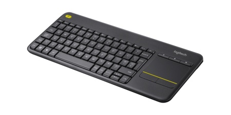 Tastatura wireless Logitech Touch K400 Plus, interfata USB, cu touchpad, dimensiuni 354.3 x 139.9 x 23.5 mm, negru
