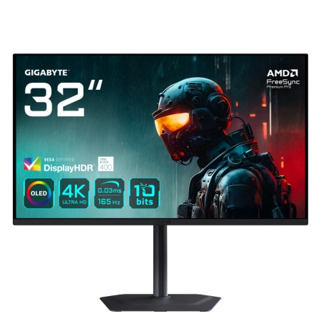 Gigabyte MO32U gaming monitor diagonala 31.5", 699.48 x 394.73 mm, OLED, Anti-Reflection, Rezolutie: 3840 x 2160 (UHD), Luminozitate: 250 cd/m2, Contrast: 1.5M:1, Unghi vizualizare: 178°(H)/178°(V), Timp raspuns: 0.03ms GTG, Refresh rate: 165Hz,