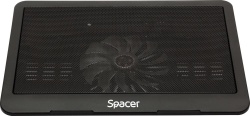 STAND LAPTOP SPACER SP-NC19 15.6", sita metal, fan 14cm, led albastru, negru - Img 1
