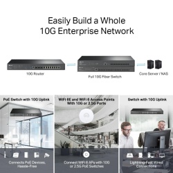 "Omada VPN Router with 10G Ports PORT: 1× 10G SFP+ WAN Port, 1× 10G SFP+ WAN/LAN Port,1× Gigabit SFP WAN/LAN Port, 8× Gigabit RJ45 WAN/LAN Ports, 2× USB3.0 port FEATURE: Integration with Omada SDN Controller, Support SSL VPN, OpenVPN and IPsec/ PPTP/ - Img 8