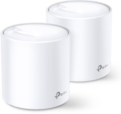 TP-Link AX3000 whole home mesh Wi-Fi 6 System, Deco X60(2-pack); Standarde Wireless: IEEE 802.11 ax/ac/n/a 5 GHz, IEEE 802.11 ax/n/g/b 2.4 GHz, 2 LAN/WAN Gigabit Ethernet Ports, Qualcomm 1 GHz Quad-core CPU, 4 internal antennas per Deco unit, 2402 Mbps - Img 1