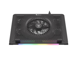Stand/Cooler laptop Genesis Oxid 450 RGB , dimensiune maxima laptop 15.6", 4 ventilatoare de 140 mm + 1 ventilator 140 mm, iluminare RGB, viteza de rotatie 2400 RPM cele de 60mm si 1100 RPM cel de 140mm, hub USB incorporat, dimensiuni 360 x 260 x 40 mm - Img 1