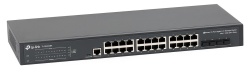 "JetStream™ 24-Port Gigabit L2+ Managed Switch with 4 10GE SFP+ Slots PORT: 24× Gigabit RJ45 Ports, 4× 10G SFP+ Slots, RJ45/Micro-USB Console Port SPEC: 1U 19-inch Rack-mountable Steel Case FEATURE: Integration with Omada SDN Controller, Static Routing, - Img 1