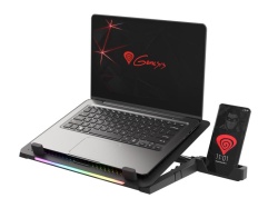 Stand/Cooler laptop Genesis Oxid 450 RGB , dimensiune maxima laptop 15.6", 4 ventilatoare de 140 mm + 1 ventilator 140 mm, iluminare RGB, viteza de rotatie 2400 RPM cele de 60mm si 1100 RPM cel de 140mm, hub USB incorporat, dimensiuni 360 x 260 x 40 mm - Img 3