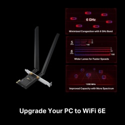 Adaptor wireless TP-Link, Archer TXE72E, AX5400, 2 x antene externe Dual-Band 5Ghz, 2.4 Ghz, PCI-E WI-FI 6E dimensiuni: 55 × 36 × 11.5 mm, Bluetooth 5.2. - Img 5