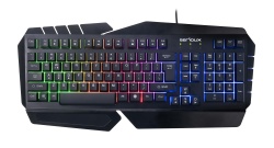 Tastatura gamig Serioux Andor, 104 taste, 19 taste Anti-ghosting , design ergonomic, iluminare rainbow, structura metalica neagra, taste negre, design cu palm rest, cablu USB 1.5M PVC, plug and play, compatibila cu Windows 2000/XP/9X/VISTA/7/8/10 - Img 1