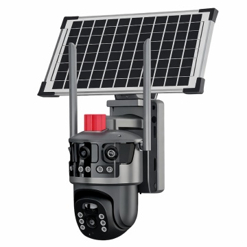 Cameră de Supraveghere 4G, Solară, Duală, Panoramica, cu 4MP, Panou Solar și Detecție Mișcare