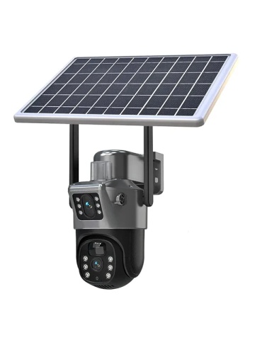 Camera Supraveghere Gri DUBLA 2 Ecrane Diferite cu Panou Solar si WIFI