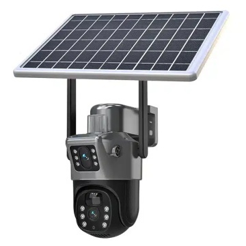 Camera Supraveghere Gri DUBLA 2 Ecrane Diferite cu Panou Solar si Cartela SIM, 5MP, 3G/4G