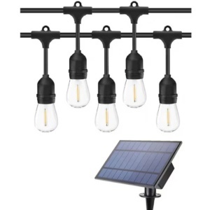Ghirlanda cu 10 Becuri LED cu Lumina Calda pentru Exterior si Panou Solar
